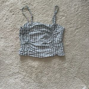 Hollister teal plaid crop top